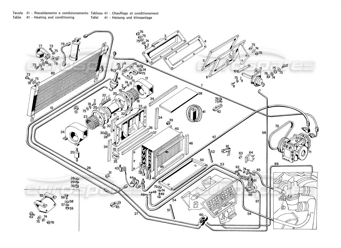 maserati merak 3.0 diagrama de piezas de calefacción y acondicionamiento