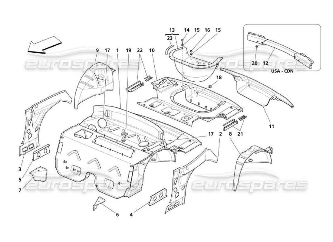 maserati 4200 spyder (2005) estructura trasera diagrama de piezas