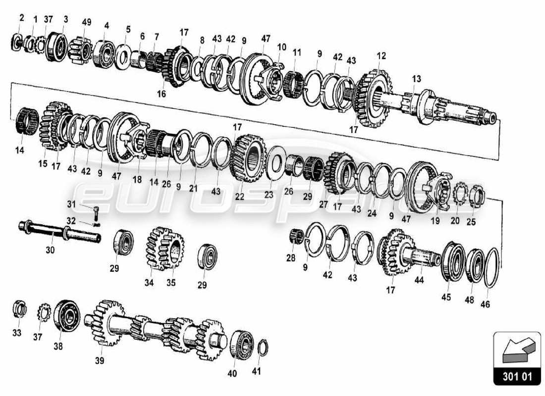 lamborghini miura p400 conjunto de eje diagrama de piezas
