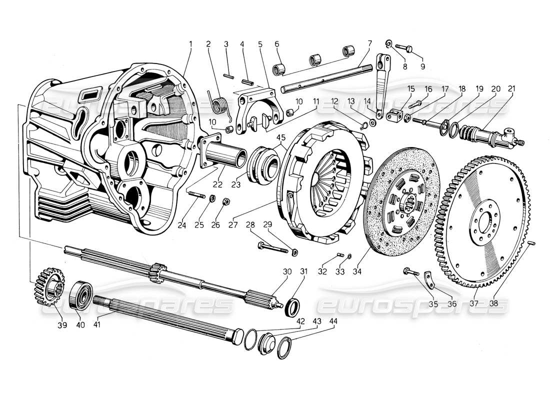 lamborghini countach 5000 qvi (1989) diagrama de piezas del embrague