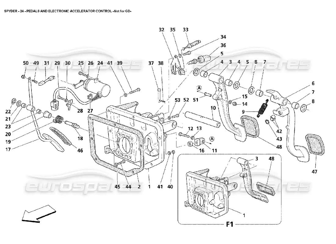 maserati 4200 spyder (2002) pedales y control electrónico del acelerador - no para diagrama de piezas gd