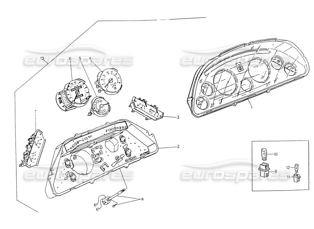 maserati 418 / 4.24v / 430 tablero de instrumentos, jaeger diagrama de piezas