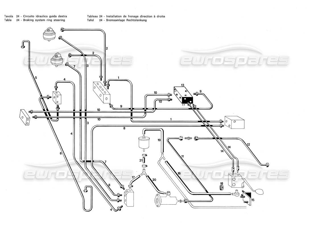 maserati merak 3.0 diagrama de piezas del sistema de anillos del sistema de frenos