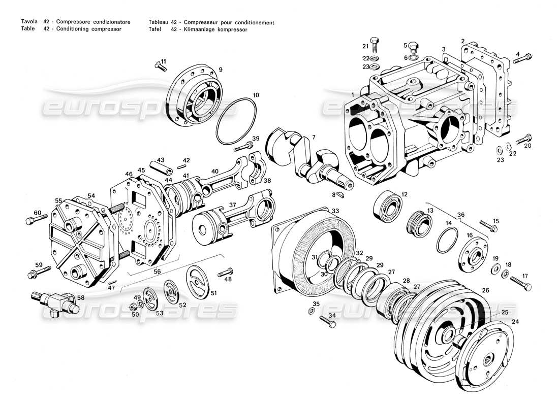 maserati merak 3.0 diagrama de piezas del compresor de acondicionamiento