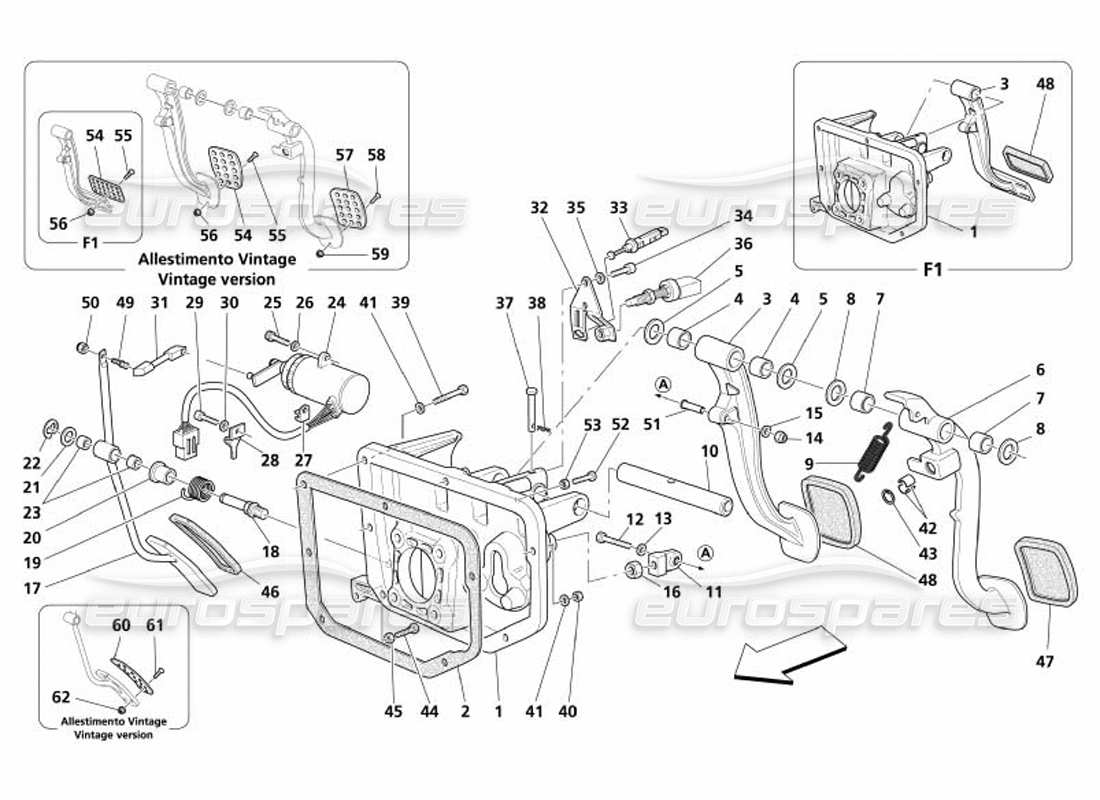 maserati 4200 spyder (2005) pedales y control electrónico del acelerador -no para gd- diagrama de piezas
