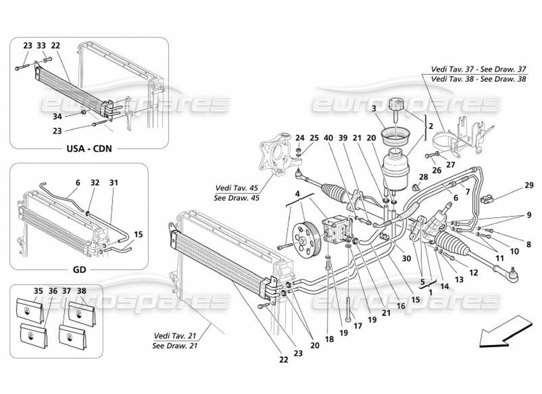 maserati 4200 spyder (2005) caja de dirección diagrama de piezas