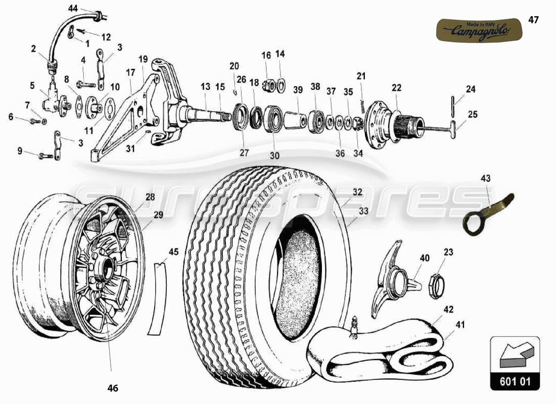 lamborghini miura p400 diagrama de piezas de neumáticos
