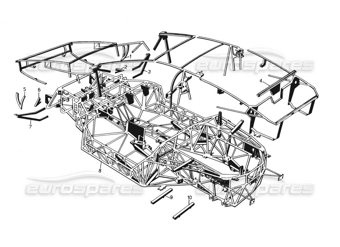 lamborghini countach 5000 qvi (1989) chasis diagrama de piezas