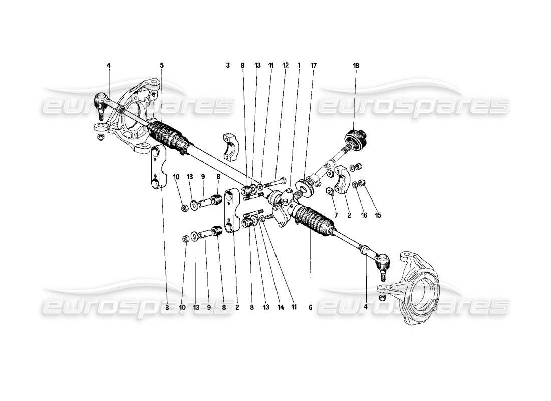 ferrari mondial 3.2 qv (1987) caja de dirección y varillaje diagrama de piezas