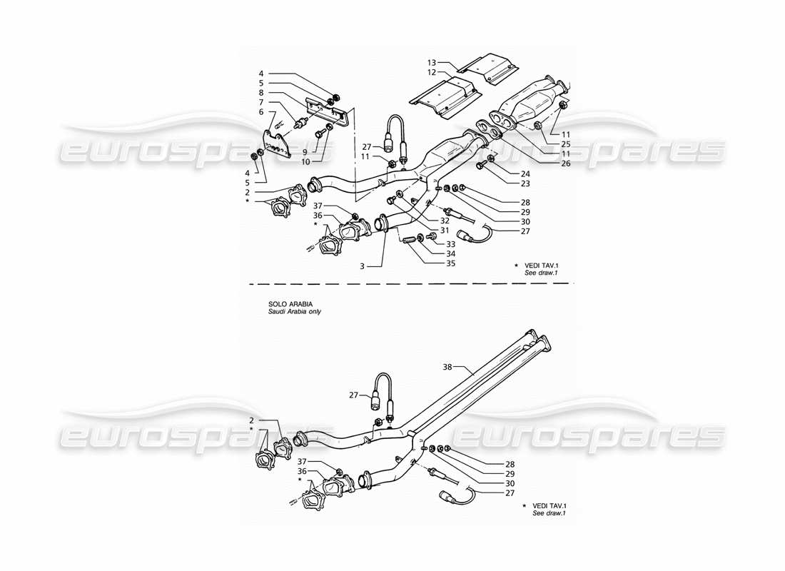 maserati ghibli 2.8 gt (variante) sistema de escape delantero diagrama de piezas