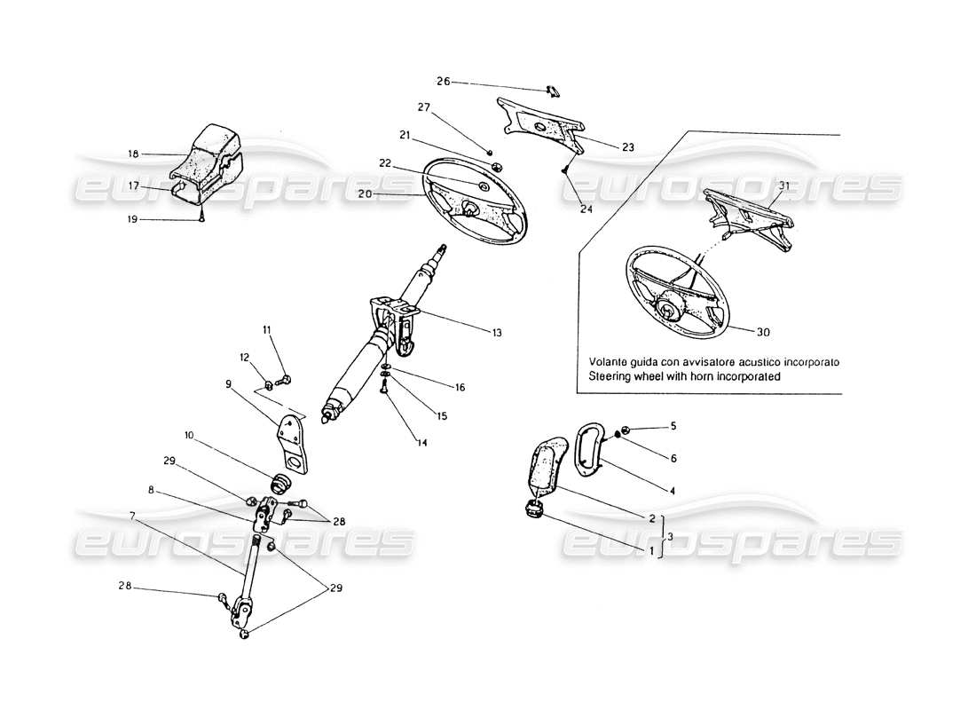 maserati 418 / 4.24v / 430 columna de dirección y volante diagrama de piezas