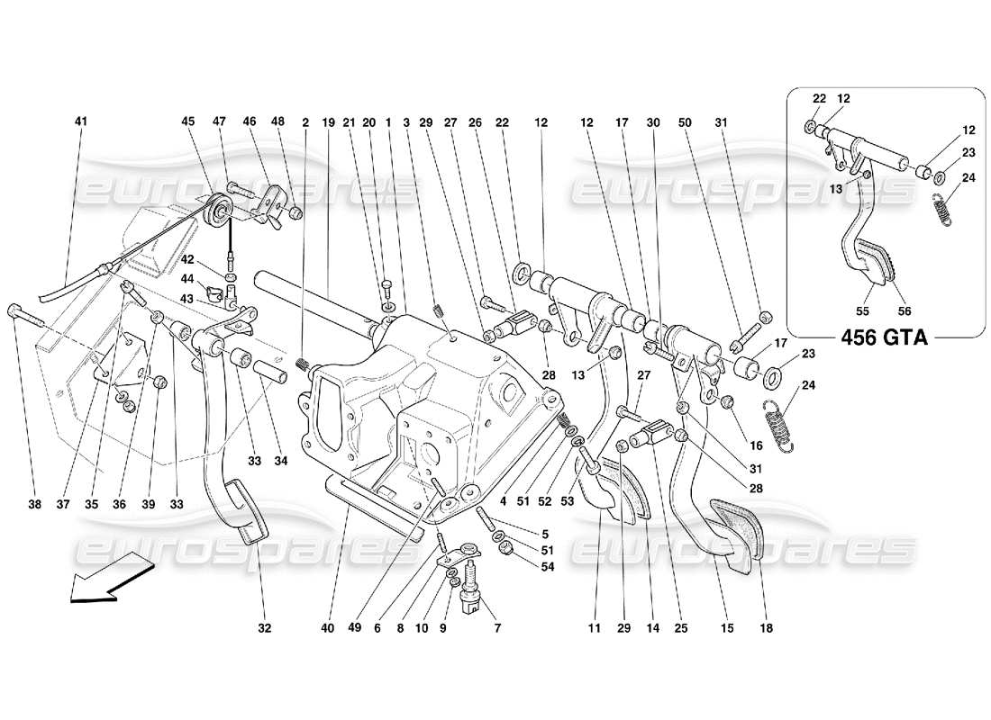 ferrari 456 gt/gta control de pedales y acelerador -válido para gd diagrama de piezas