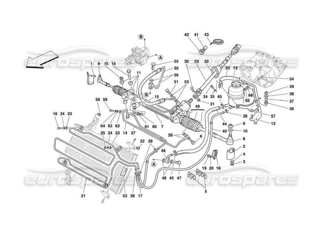 ferrari 550 barchetta caja de dirección hidráulica y diagrama de piezas serpentina