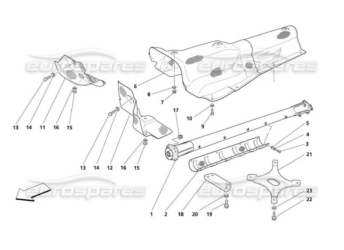maserati 4200 spyder (2005) tubo y aislamientos de conexión motor-transmisión diagrama de piezas
