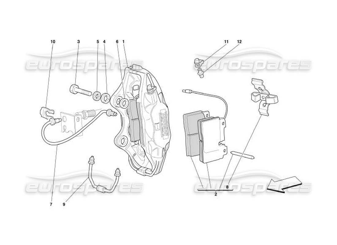 ferrari 550 barchetta diagrama de piezas de la pinza del freno delantero