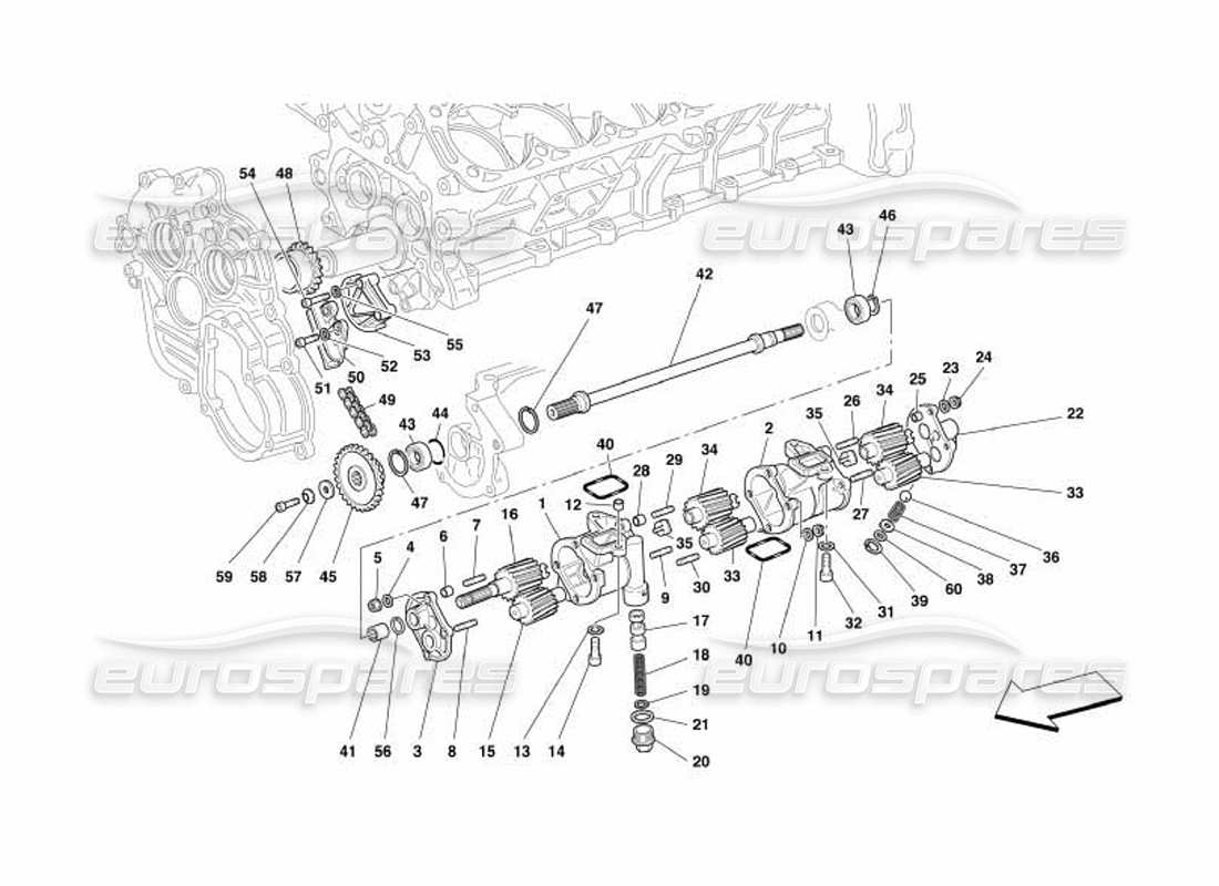 ferrari 550 barchetta lubricación - bombas de aceite diagrama de piezas