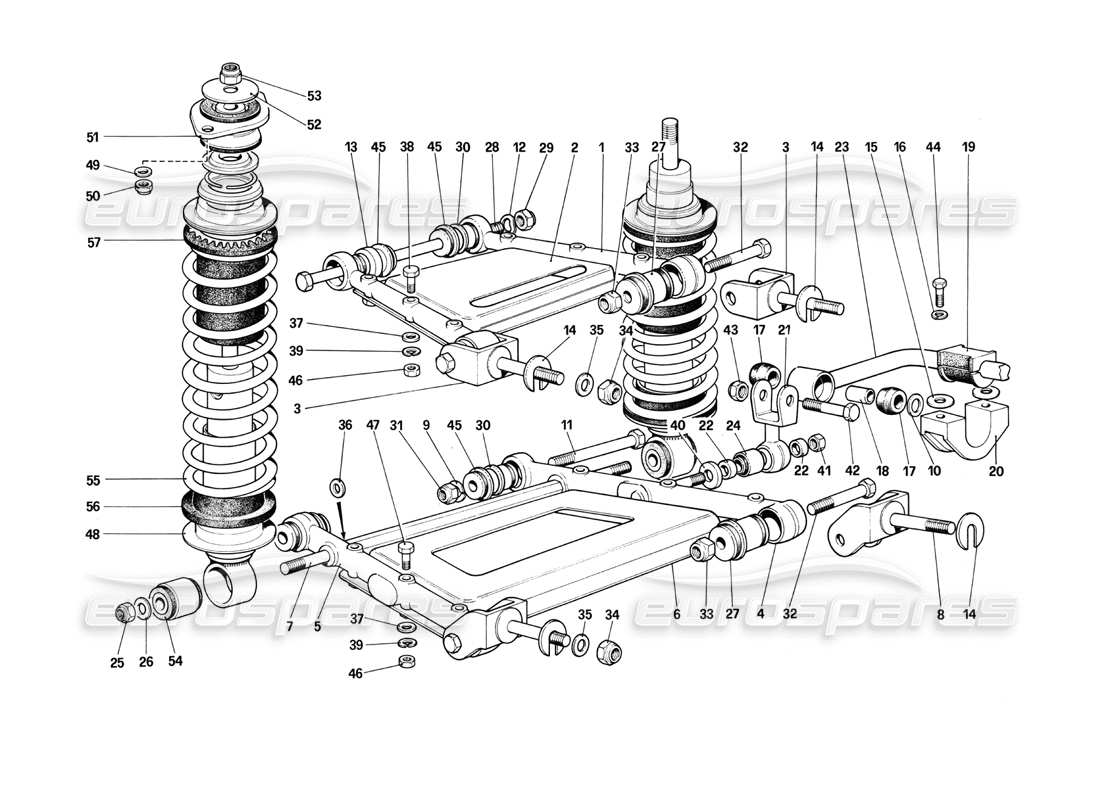 ferrari 412 (mechanical) suspensión trasera: palancas y amortiguadores diagrama de piezas