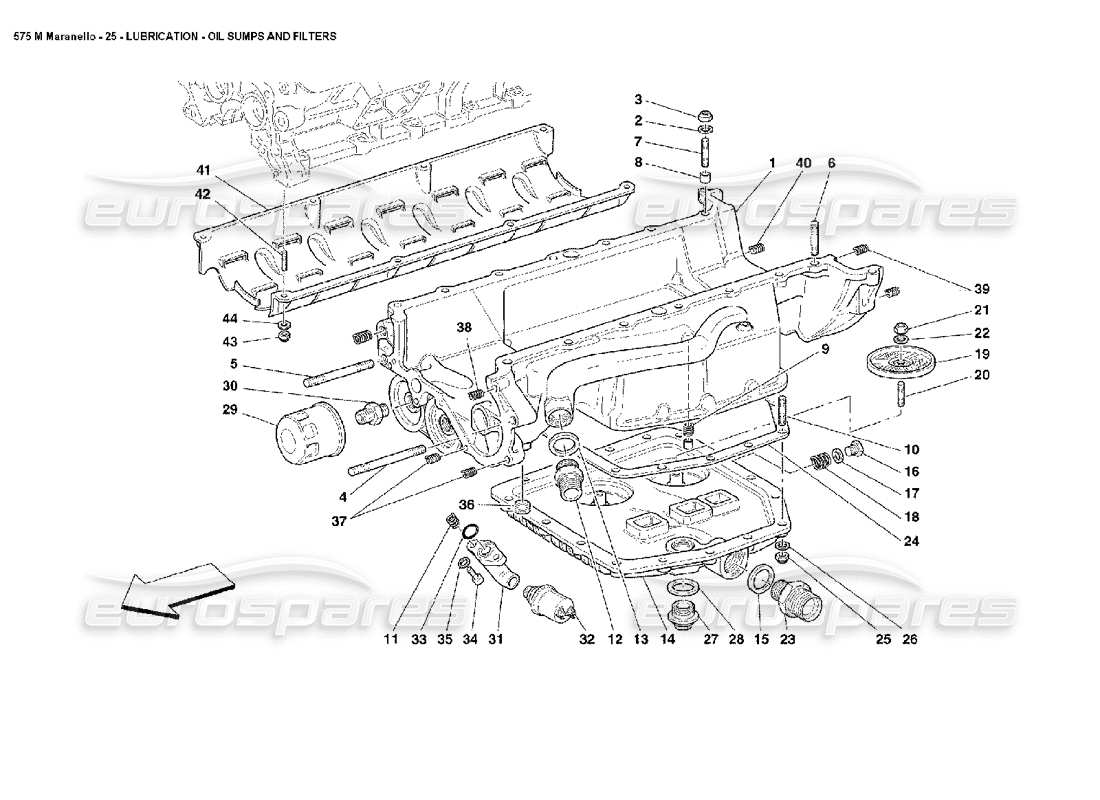 ferrari 575m maranello diagrama de piezas de filtros y sumideros de aceite de lubricación