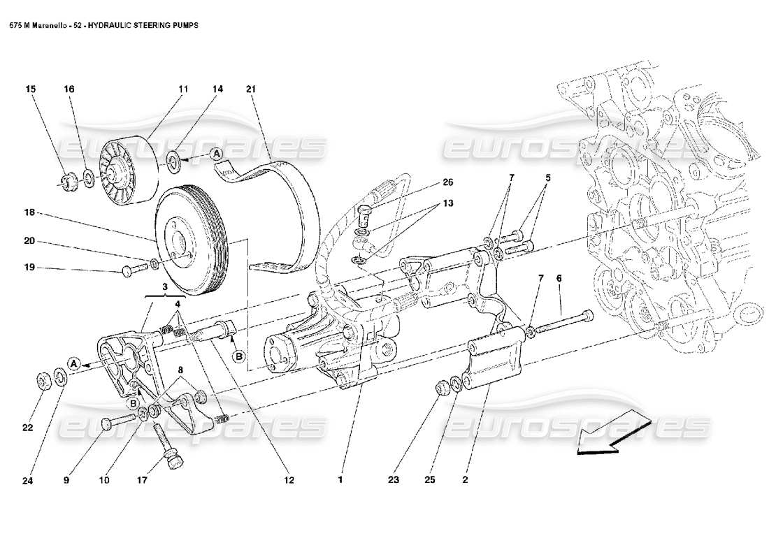 ferrari 575m maranello diagrama de piezas de las bombas de dirección hidráulica