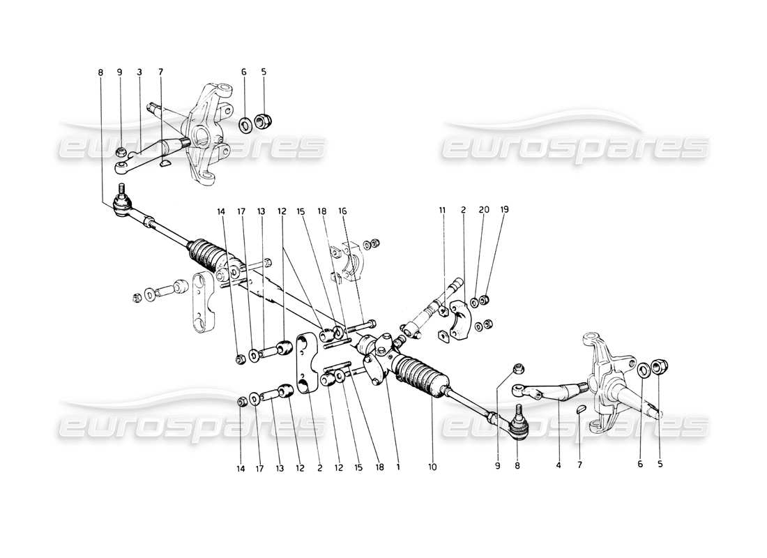 ferrari 512 bb caja de dirección y varillaje diagrama de piezas