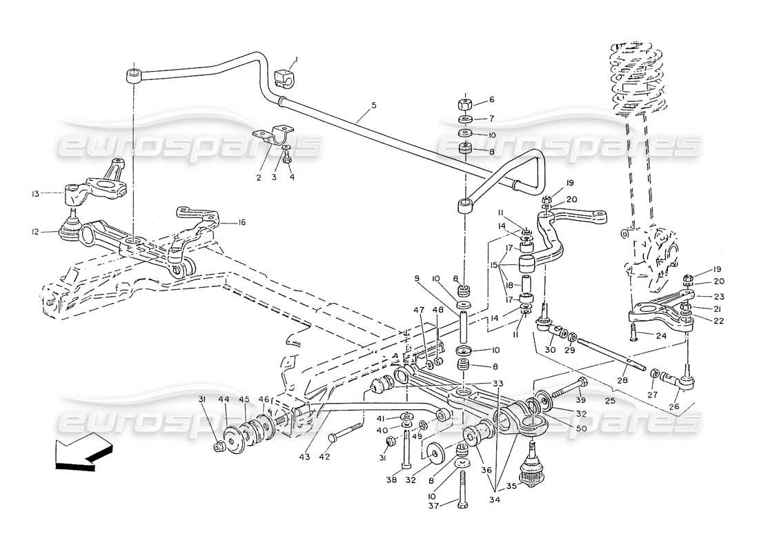 maserati ghibli 2.8 (non abs) brazos de suspensión delantera diagrama de piezas