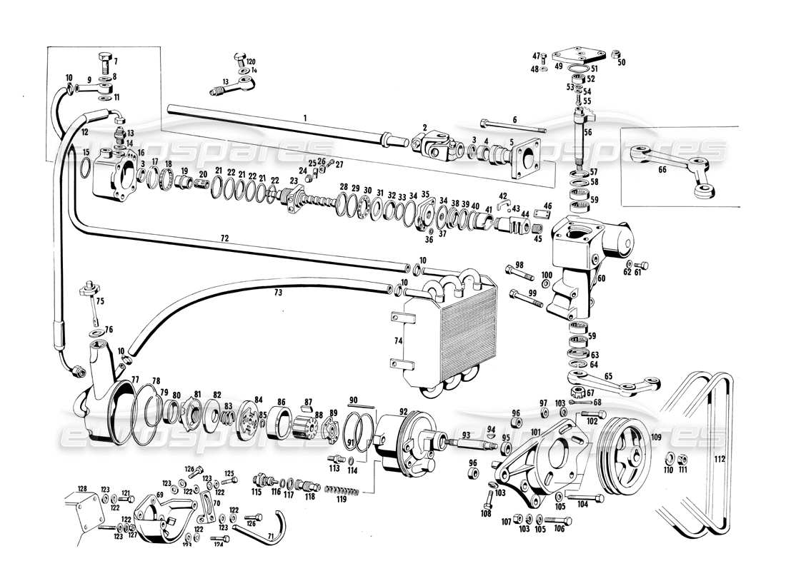 maserati ghibli 4.7 / 4.9 dirección hidráulica diagrama de piezas