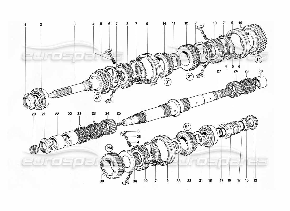 ferrari 412 (mechanical) layshaft-412m. diagrama de piezas