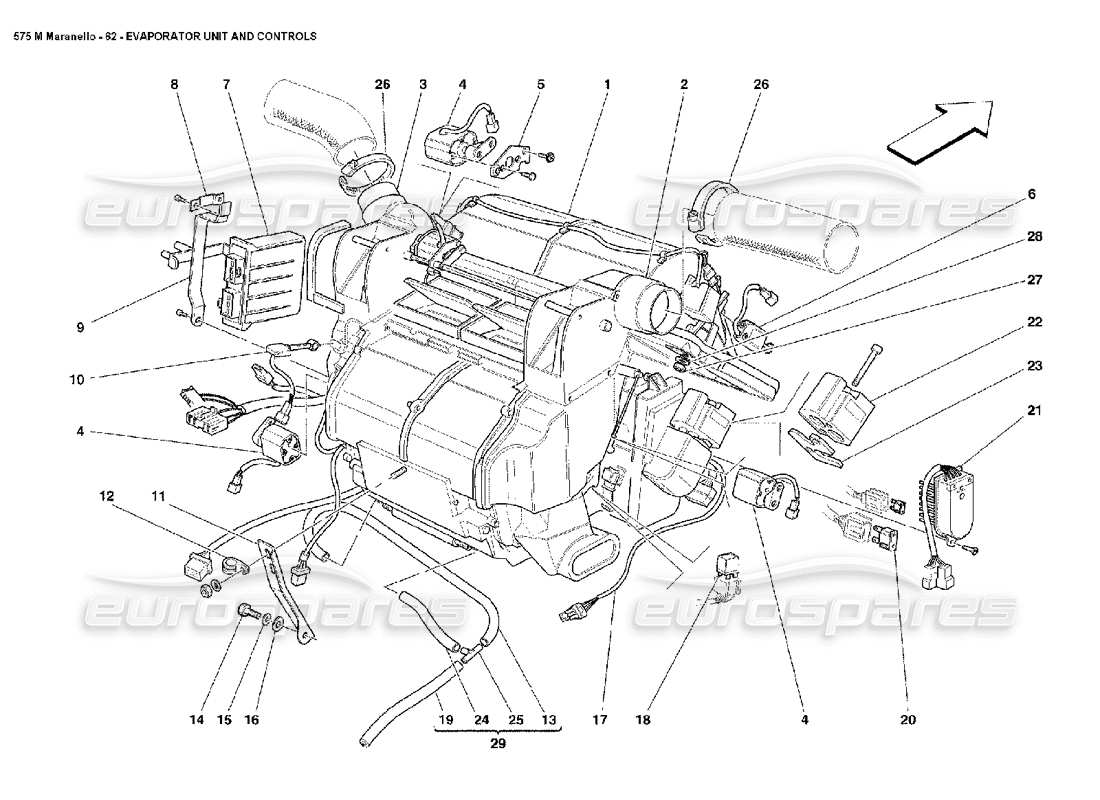 ferrari 575m maranello unidad evaporadora y controles diagrama de piezas