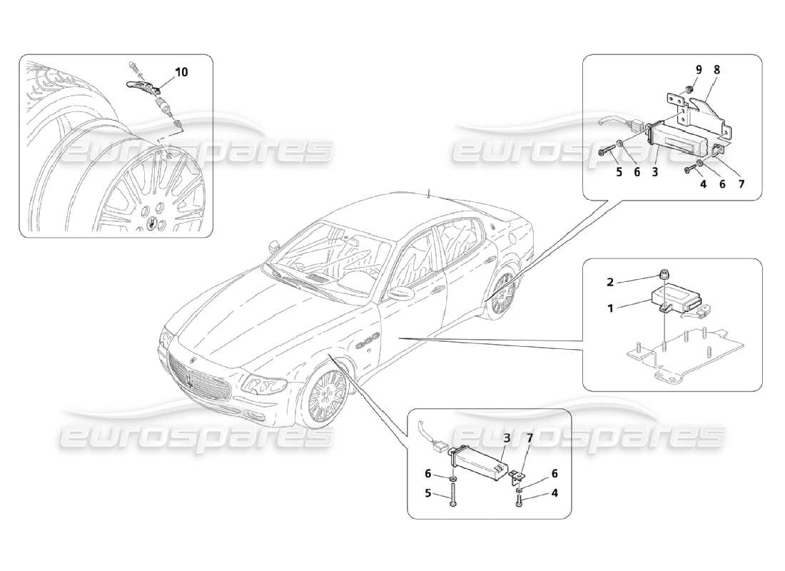 maserati qtp. (2006) 4.2 sistema de control de presión de neumáticos -opcional- diagrama de piezas