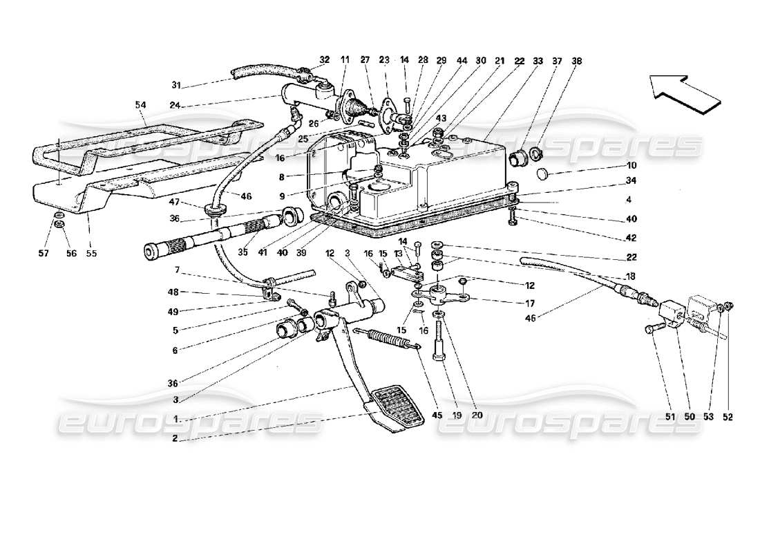 ferrari 512 tr control de liberación del embrague -no para gd- diagrama de piezas