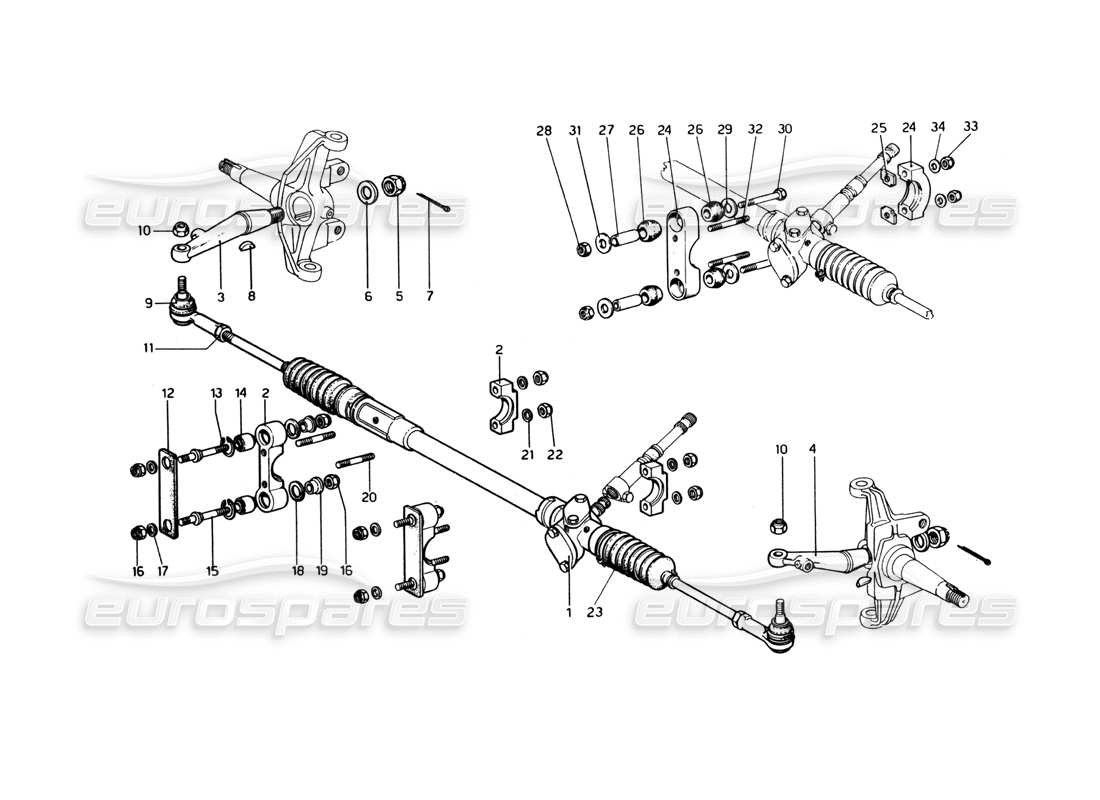 ferrari 365 gt4 berlinetta boxer caja de dirección y varillaje diagrama de piezas