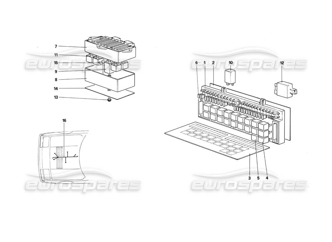 ferrari 412 (mechanical) sistema eléctrico, fusibles y relés diagrama de piezas