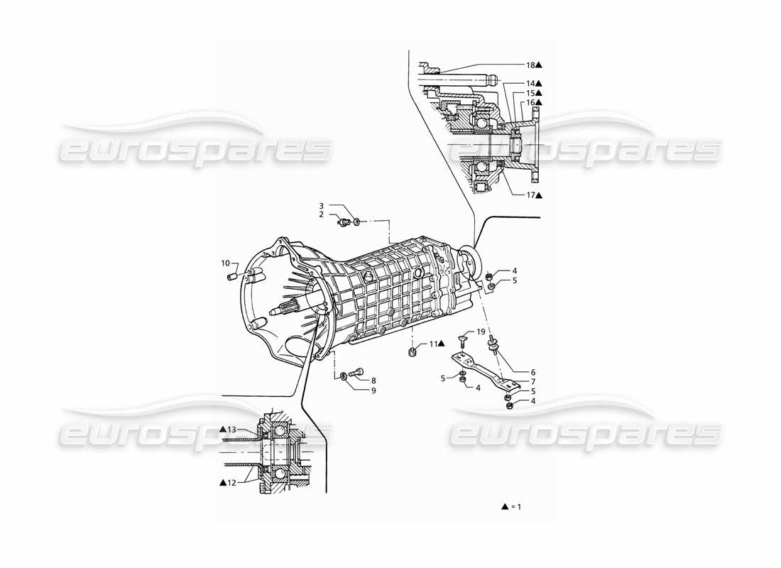 maserati qtp v6 (1996) diagrama de piezas de velocidad de transmisión manual getrag 6