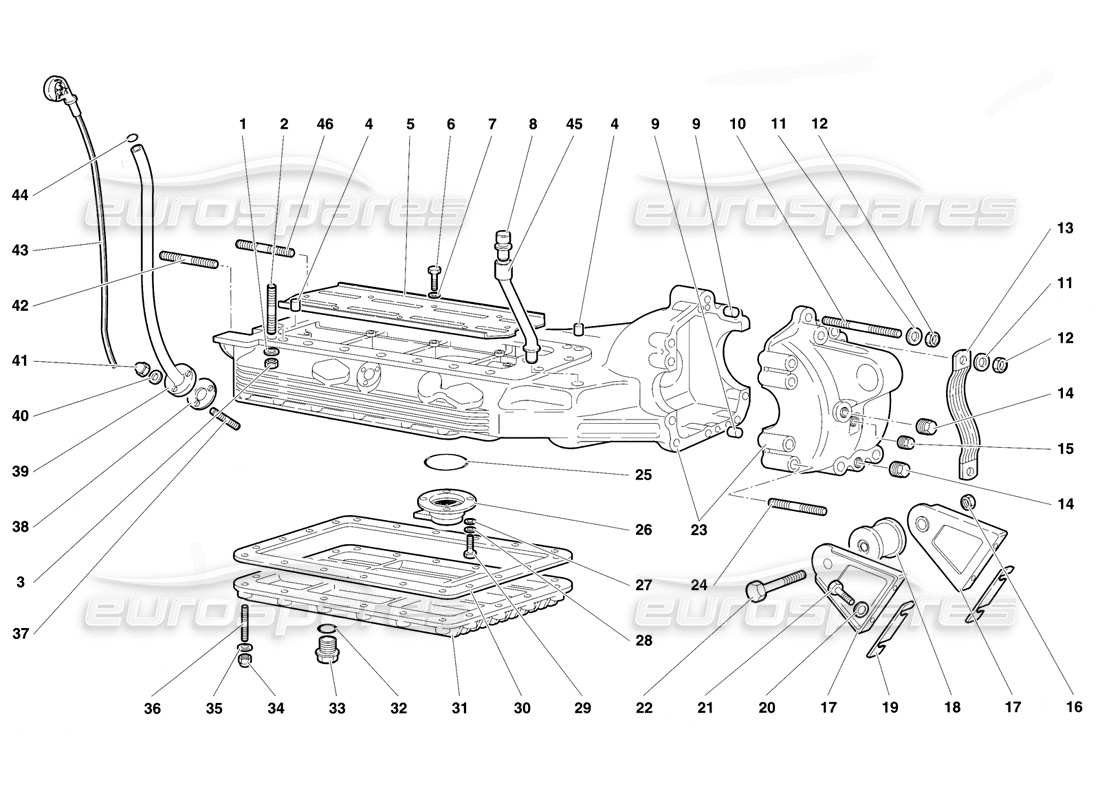lamborghini diablo vt (1994) cárter de aceite diagrama de piezas