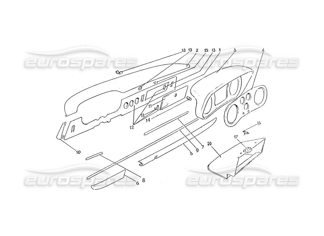 ferrari 330 gtc / 365 gtc (coachwork) diagrama de piezas del tablero de instrumentos