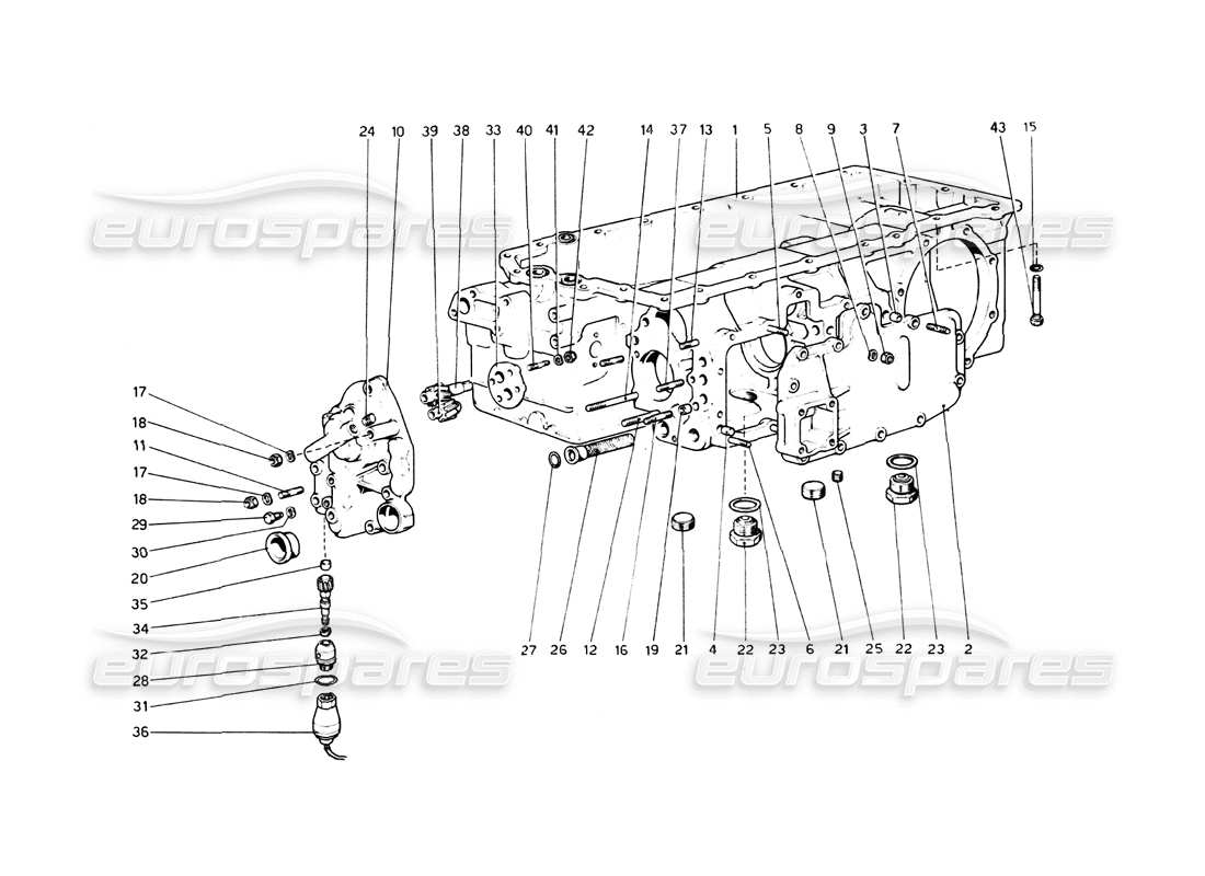 ferrari 512 bb diagrama de piezas de la caja de cambios