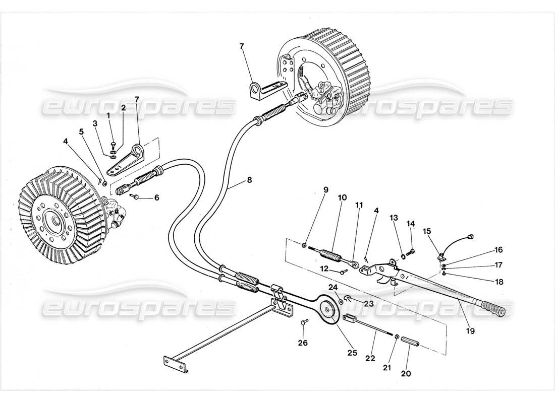 lamborghini lm002 (1988) diagrama de piezas del freno de mano