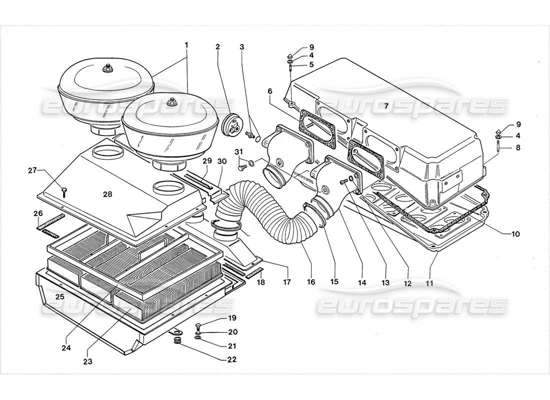 lamborghini lm002 (1988) diagrama de piezas de filtros de aire