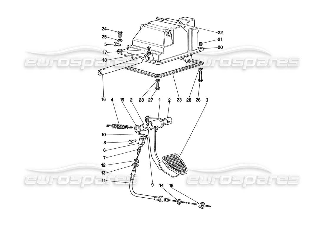 ferrari 328 (1988) diagrama de piezas del control de liberación del embrague (para automóviles con sistema antideslizante)