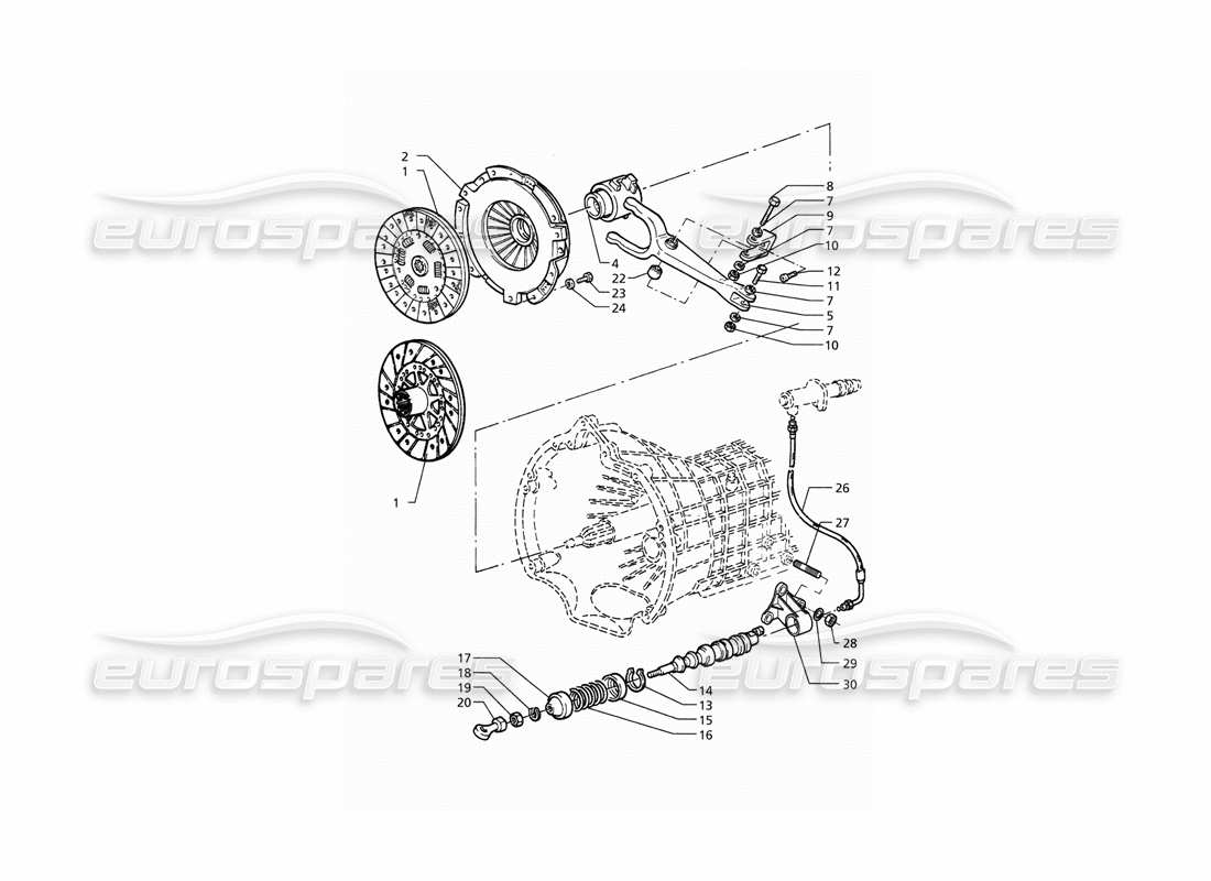 maserati qtp. 3.2 v8 (1999) diagrama de piezas del embrague