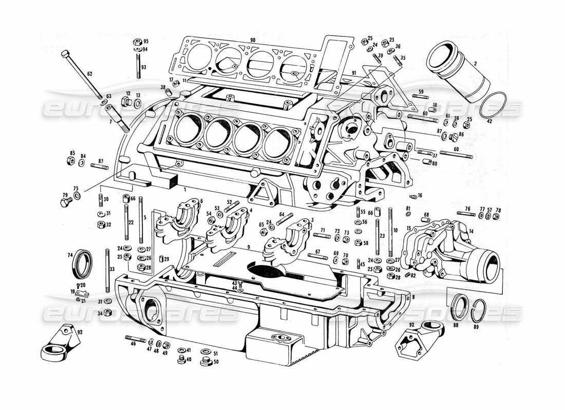 maserati indy 4.2 carcasa del motor diagrama de piezas