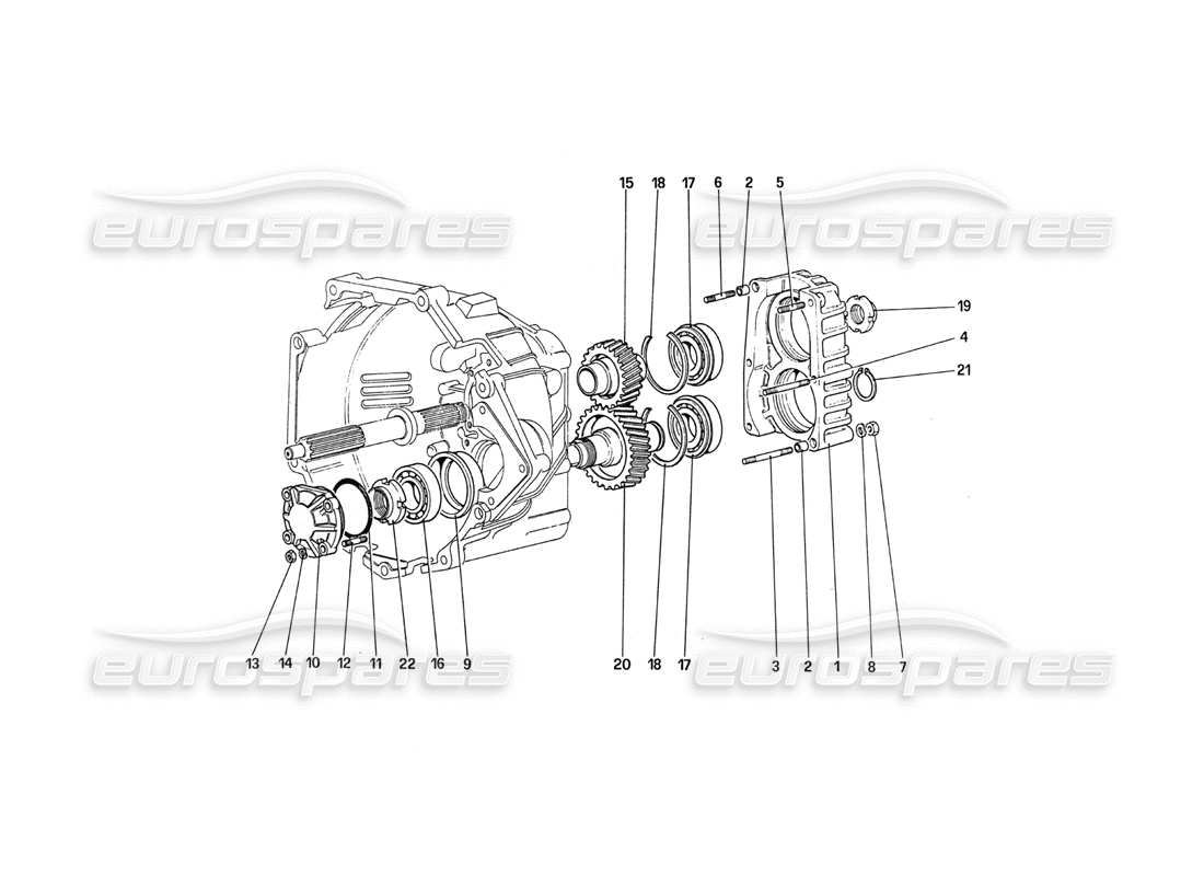 ferrari 288 gto diagrama de piezas de transmisión de caja de cambios