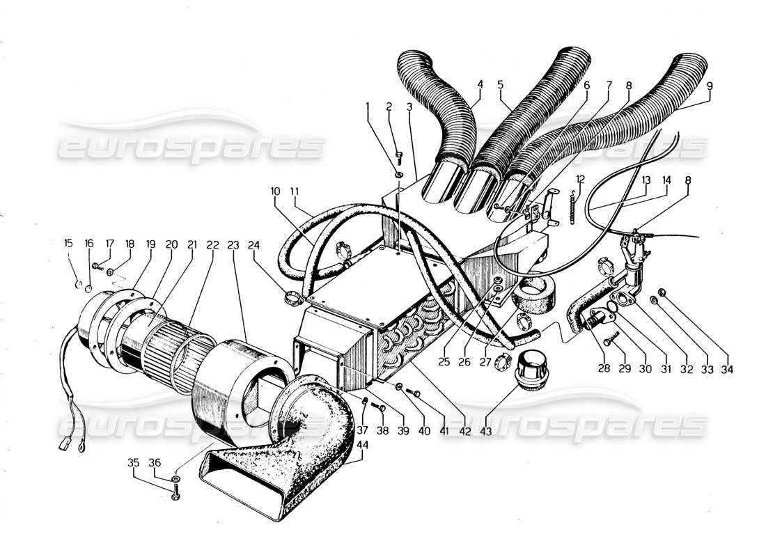 lamborghini urraco p250 / p250s calentador diagrama de piezas