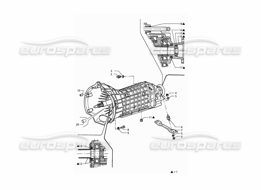 maserati qtp. 3.2 v8 (1999) diagrama de piezas de velocidad de transmisión manual getrag 6