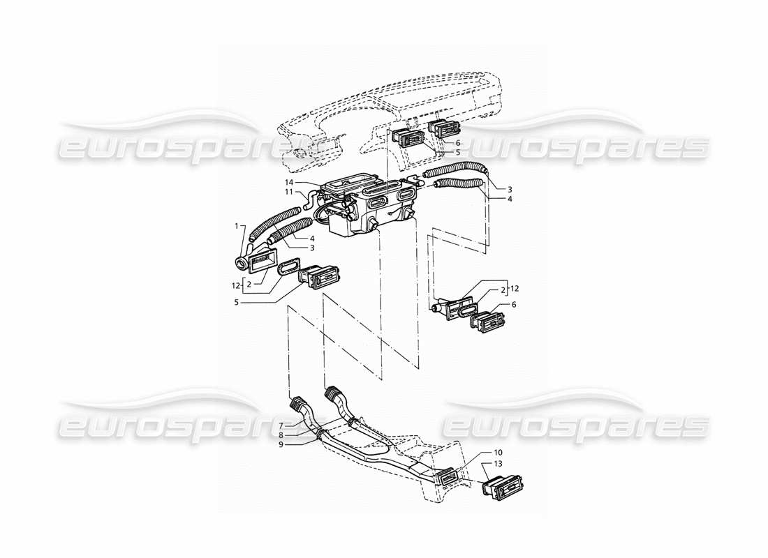 maserati qtp. 3.2 v8 (1999) ventilación del habitáculo diagrama de piezas