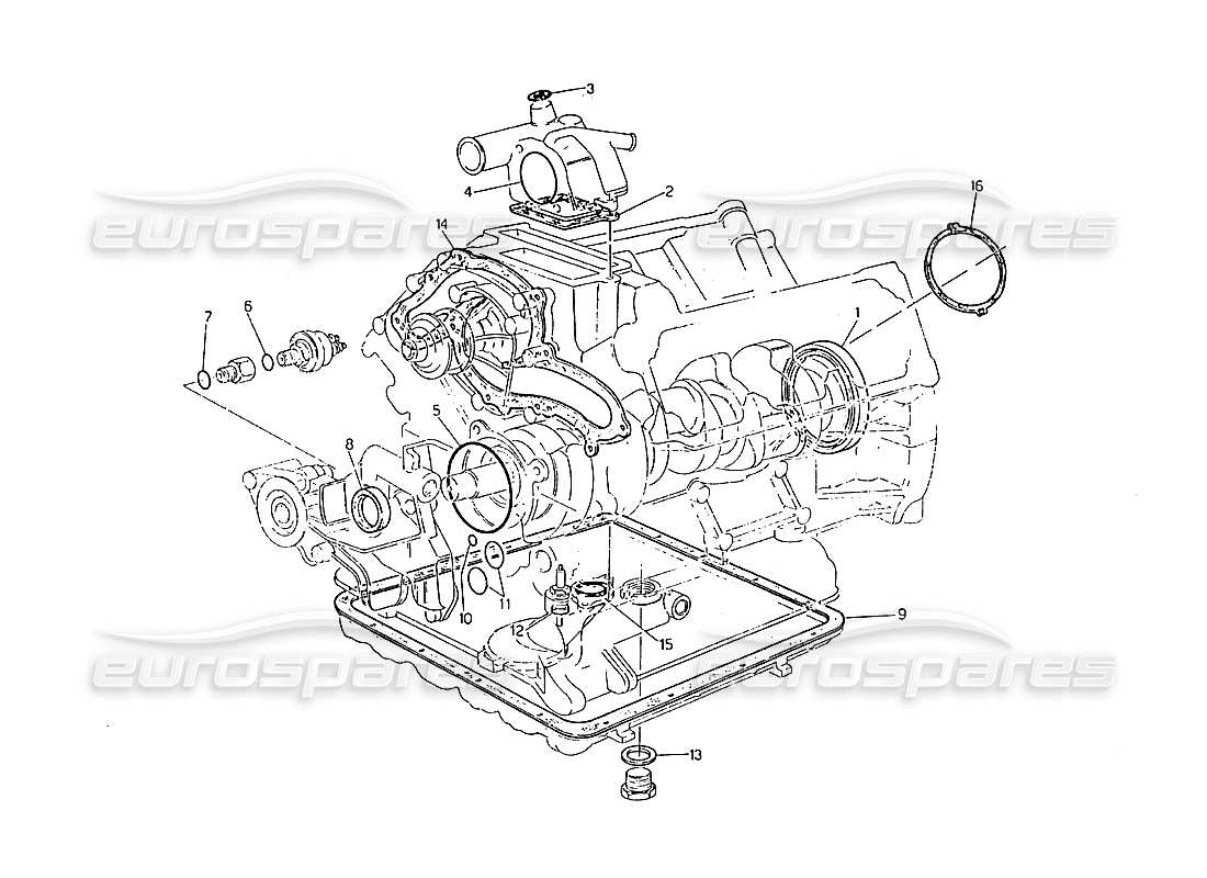 maserati biturbo 2.5 (1984) juego de juntas y retenes de aceite para revisión de bloque. diagrama de piezas