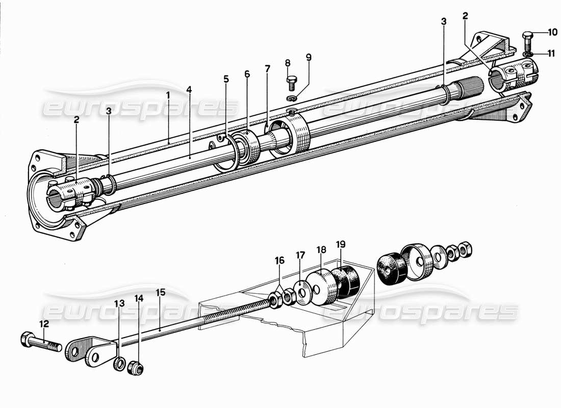 ferrari 365 gt 2+2 (mechanical) diagrama de piezas del eje de transmisión