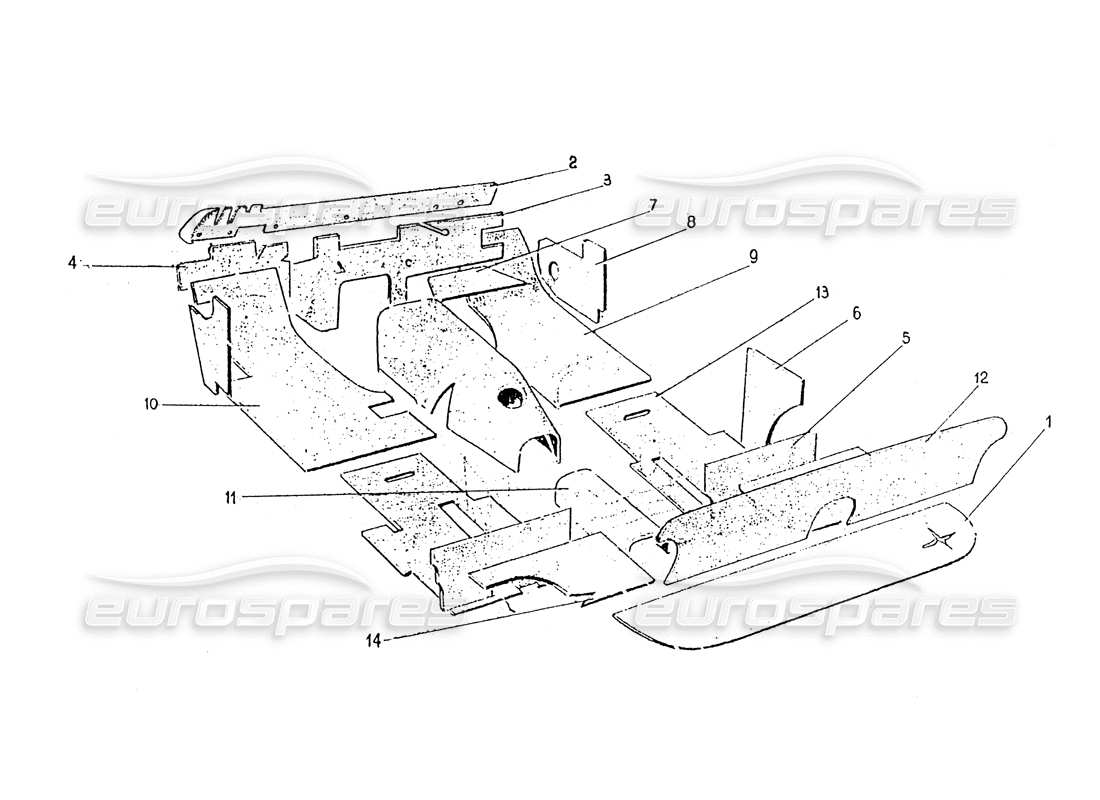 ferrari 330 gt 2+2 (coachwork) diagrama de piezas del aislamiento interior (edición 1)