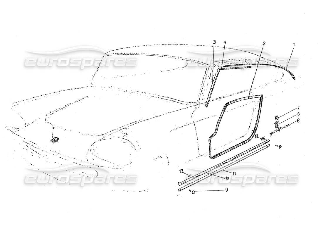 ferrari 330 gt 2+2 (coachwork) gomas de puertas y acabados exteriores (edición 1) diagrama de piezas