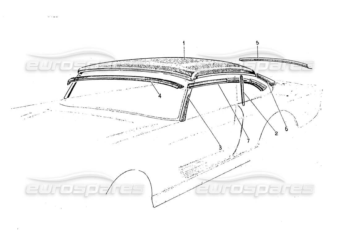 ferrari 330 gt 2+2 (coachwork) diagrama de piezas del panel del techo y molduras (edition1)